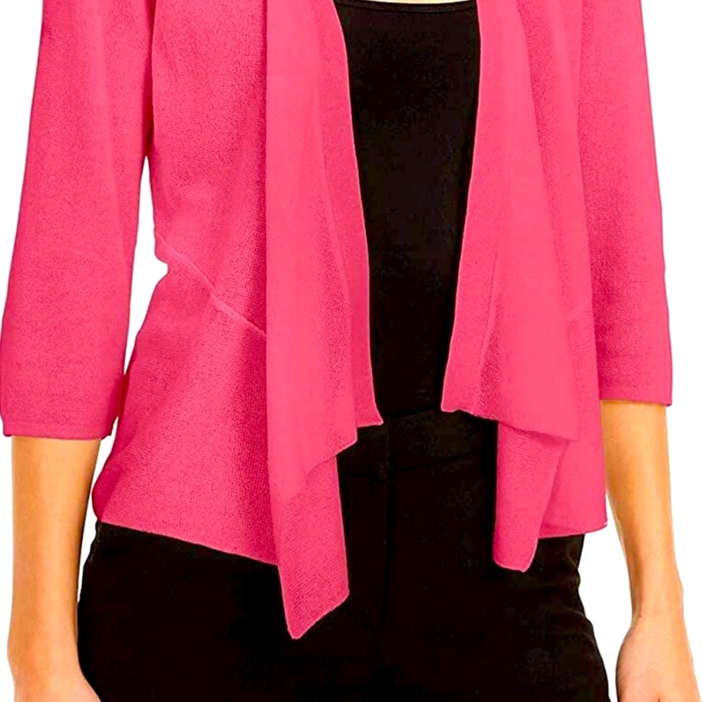 ALFANI Draped open cardigan in Coral size Large NWT - Picture 2 of 7
